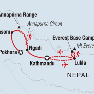 tourhub | Intrepid Travel | Everest Base Camp & Annapurna Circuit Trek | Tour Map