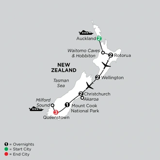tourhub | Globus | Independent Naturally New Zealand | Tour Map
