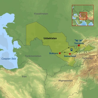 tourhub | Indus Travels | Splendours of Uzbekistan | Tour Map