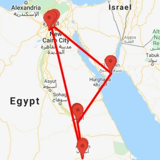 tourhub | Ancient Egypt Tours | 9 Days Cairo, Aswan and Luxor with Sharm El Sheikh Holiday (3 destinations) | Tour Map