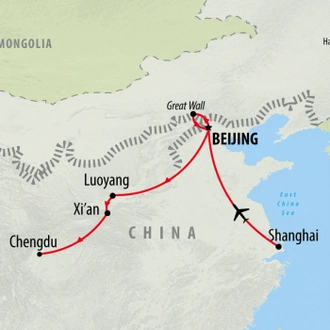 tourhub | On The Go Tours | Shanghai to Chengdu Panda-monium - 11 days | Tour Map