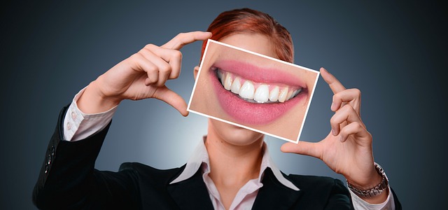 An abstract photo collage of a woman smile in focus