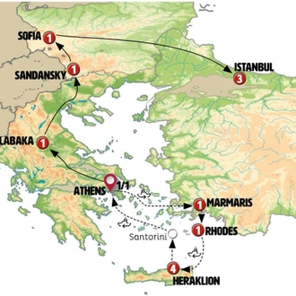 tourhub | Europamundo | Greece, Bulgaria, and Istanbul | Tour Map