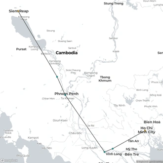 tourhub | CroisiEurope Cruises | From Siem Reap to the Mekong Delta (port-to-port cruise) | Tour Map