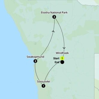 tourhub | Contiki | Nomadic Namibia | 2026 | Tour Map