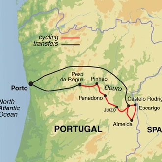 tourhub | Exodus | Cycling in the Douro Valley | Tour Map