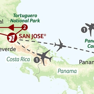 tourhub | Titan Travel | Natural Wonders of Costa Rica | Tour Map