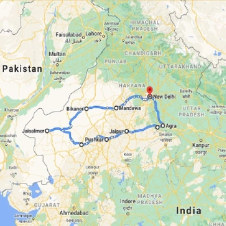 tourhub | UncleSam Holidays | Exclusive Rajasthan Tour | Tour Map