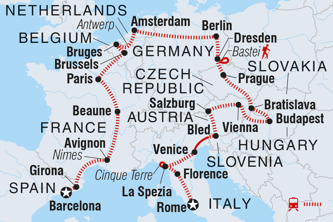 tourhub | Intrepid Travel | Europe Explorer | Tour Map