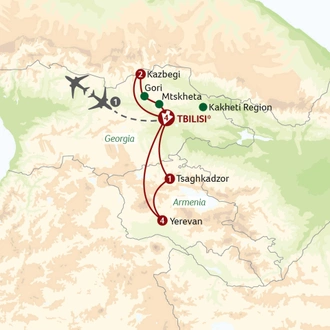 tourhub | Saga Holidays | Armenia and Georgia - the crossroads of Europe and Asia | Tour Map