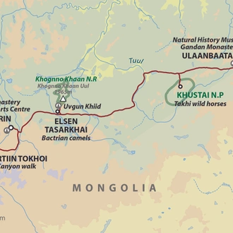 tourhub | Wild Frontiers | Mongolia: Nomads Of The Steppe | Tour Map