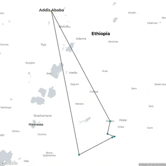 tourhub | YellowWood Adventures | Trekking and wolf-spotting in the Bale Mountains of Ethiopia | Tour Map