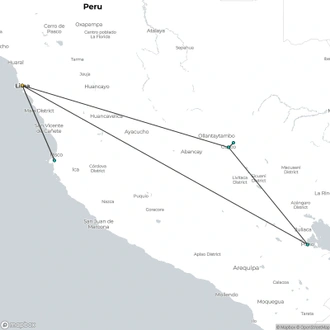 tourhub | Today Voyages | EN Xplore Peru + Paracas Extension 5d/ 4n | Tour Map