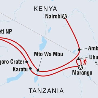 tourhub | Intrepid Travel | Serengeti & Kilimanjaro | Tour Map