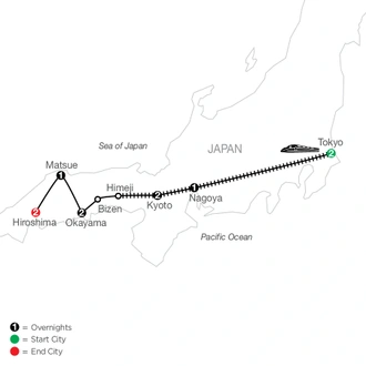 tourhub | Globus | Majestic Japan | Tour Map