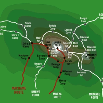 tourhub | Tanzania Wildlife Adventures | Mount Kilimanjaro - 7 Days Machame Route. | Tour Map