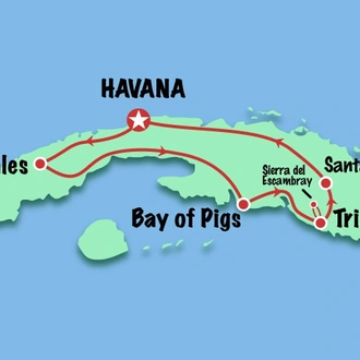 tourhub | Cuban Adventures | Active Cuba Tour | Tour Map