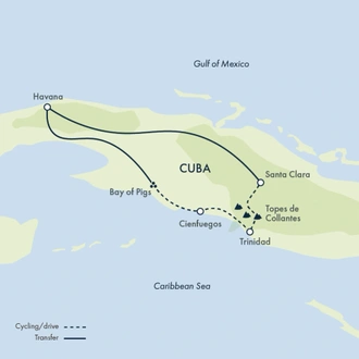 tourhub | Exodus | Cuban Highlights Ride | Tour Map