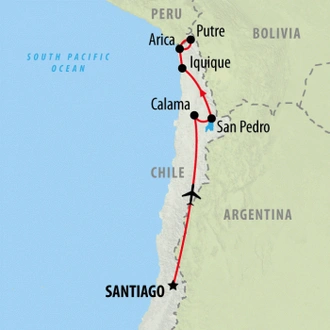 tourhub | On The Go Tours | Atacama & the North - 10 Days | Tour Map