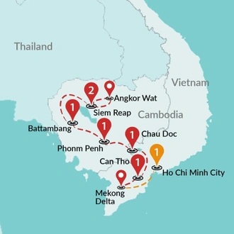 tourhub | Travel Talk Tours | Best of Cambodia & South Vietnam | Tour Map