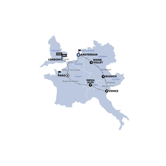 tourhub | Contiki | European Horizon | Start Amsterdam | Plus | Winter 2025/2026 | Tour Map