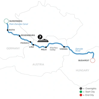 tourhub | Avalon Waterways | The Legendary Danube (Envision) | Tour Map