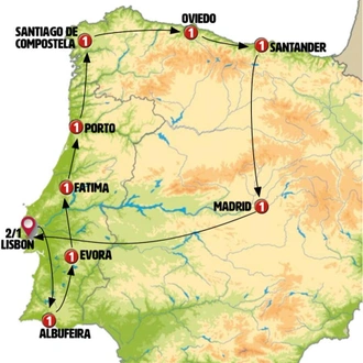 tourhub | Europamundo | Complete Portugal and Northern Spain end Lisbon | Tour Map