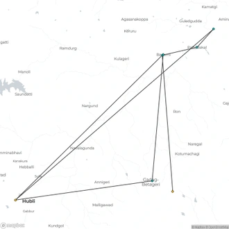 tourhub | Agora Voyages | Hubli to Badami, Aihole & Pattadakal Expedition | Tour Map