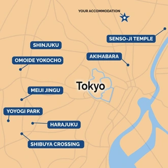 tourhub | One Life Adventures | Tokyo Snapshot | Tour Map