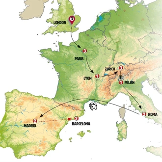 tourhub | Europamundo | Spectacular Europe with Barcelona | Tour Map