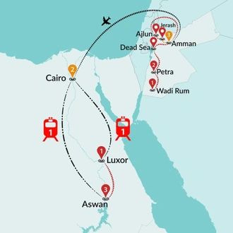 tourhub | Travel Talk Tours | Essential Jordan & Egypt | Tour Map