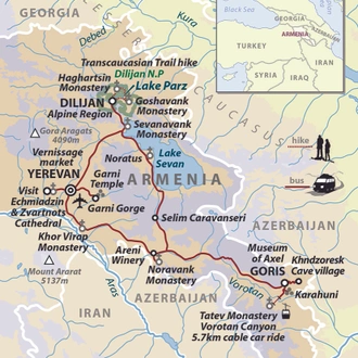 tourhub | Wild Frontiers | Armenia: Heartland of The Caucasus (New Tour) | Tour Map