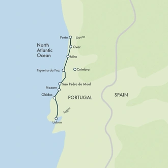 tourhub | Exodus | Porto to Lisbon Atlantic Ride | Tour Map