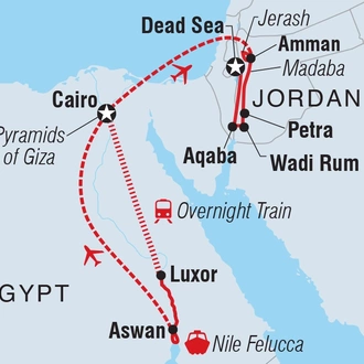 tourhub | Intrepid Travel | Egypt and Jordan Family Holiday  | Tour Map