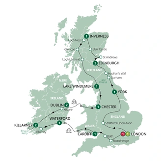 tourhub | Brendan Vacations | Britain & Ireland Explorer - Classic Group | Tour Map