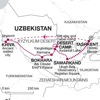 tourhub | Explore! | The Silk Road of Uzbekistan | Tour Map