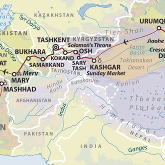 tourhub | Wild Frontiers | The Great Silk Road Adventure: Xi'an to Istanbul | Tour Map