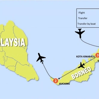 tourhub | Tweet World Travel | Escorted Borneo Adventure Tour | Tour Map