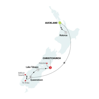 tourhub | AAT Kings | Contrasts of New Zealand | Tour Map