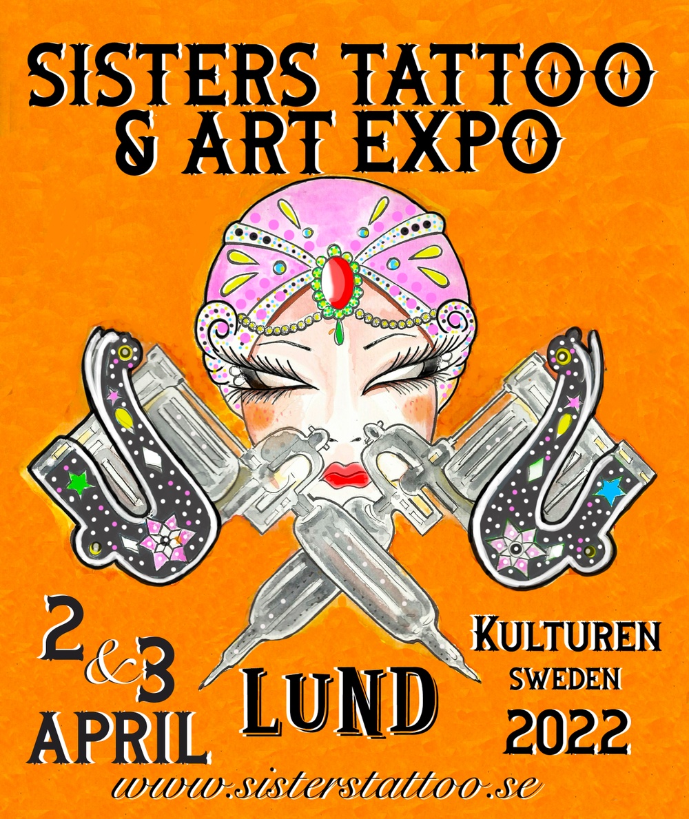 Sisters Tattoo & Art Expo på Kulturen i Lund 2-3 april 2022. Illustartion av Chulina, en av de kvinnliga tatuerarna som deltar i Sisters Tattoo. 