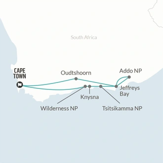 tourhub | Bamba Travel | Garden Route & Addo Adventure 5D/4N | Tour Map