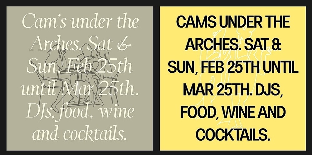 Cam's Under the Arches / Saturdays & Sundays 