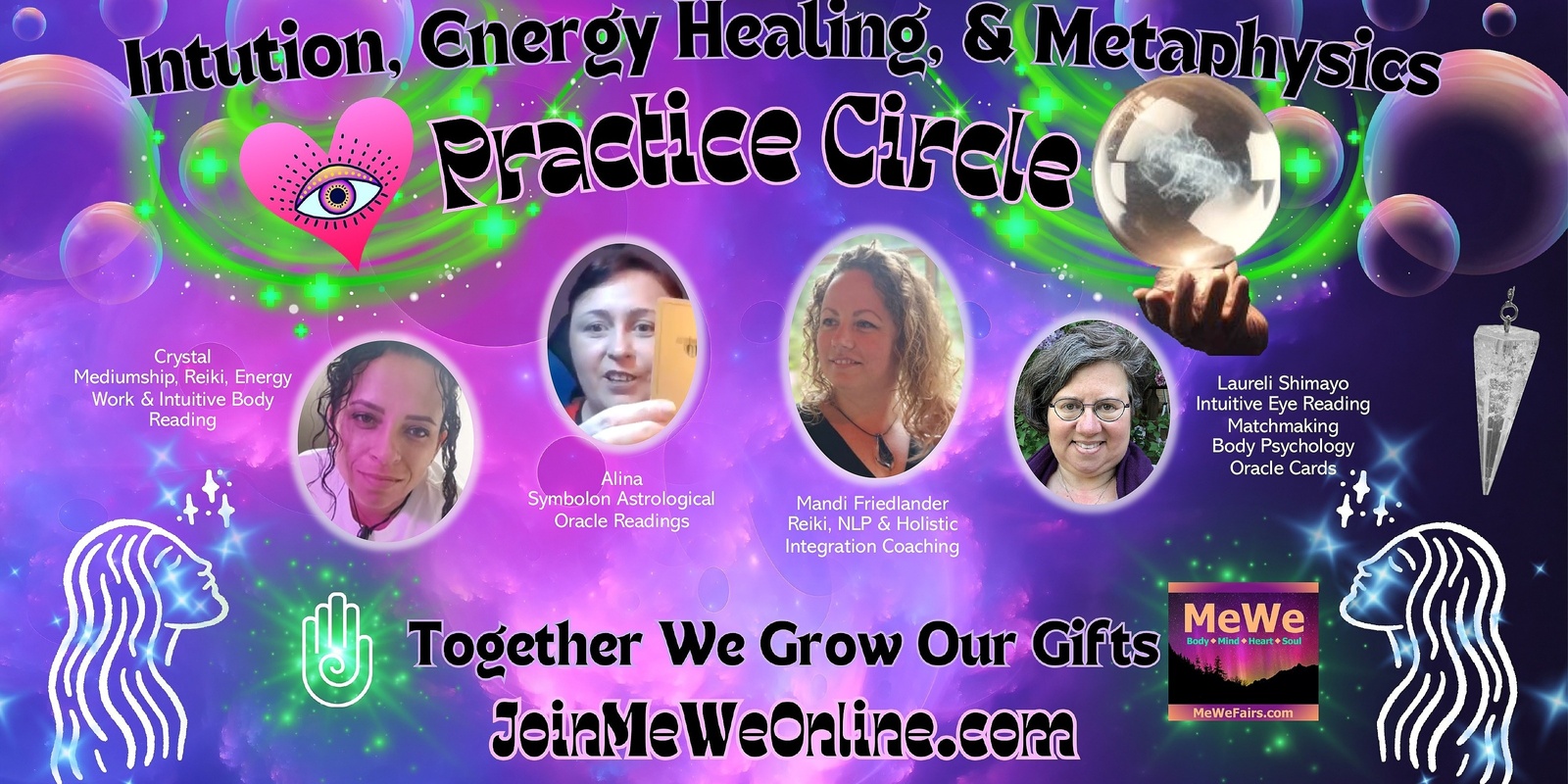 Banner image for MeWe Metaphysics, Healing & Intuition Online PRACTICE Circle for Strengthening Your Gifts 1-10-25