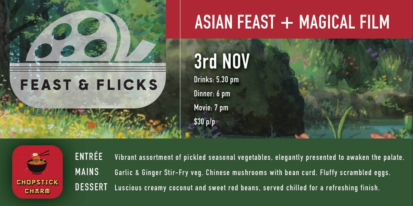 Banner image for Feast & Flicks with Chopstick Charm