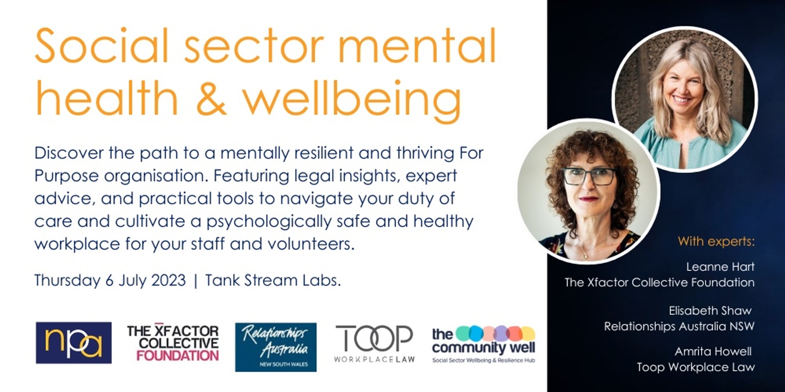 Banner image for NPA Keynote Series - JULY 2023 - Social sector mental health and wellbeing