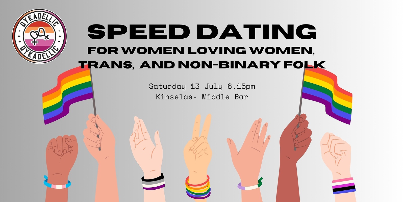Banner image for Dykadellic - Speed Dating for Lesbians, Bisexual Women, Trans, and Non-Binary Folk