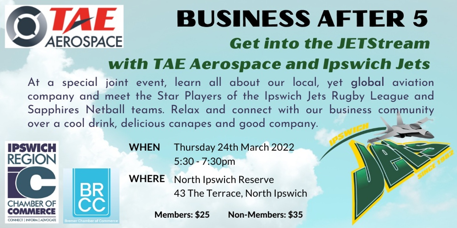 Banner image for Business After 5 - JETStream with TAE Aerospace & Ipswich Jets