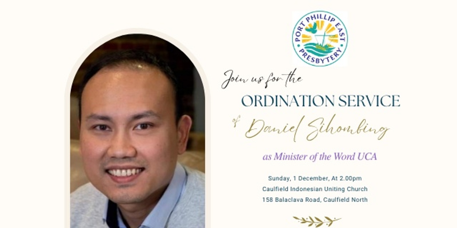 Banner image for Invitation to Daniel Sihombing's Ordination Service