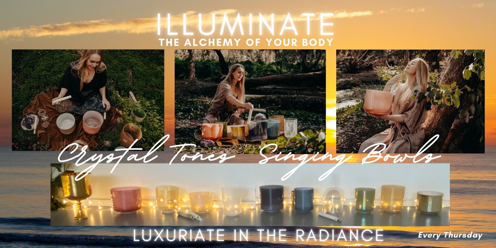 Banner image for Sound Healing • 𝗔𝗹𝗰𝗵𝗲𝗺𝘆 𝗤𝘂𝗮𝗿𝘁𝘇 𝗖𝗿𝘆𝘀𝘁𝗮𝗹 𝗧𝗼𝗻𝗲𝘀 𝗦𝗶𝗻𝗴𝗶𝗻𝗴 𝗕𝗼𝘄𝗹𝘀 • Luxuriate in the Radiance • 