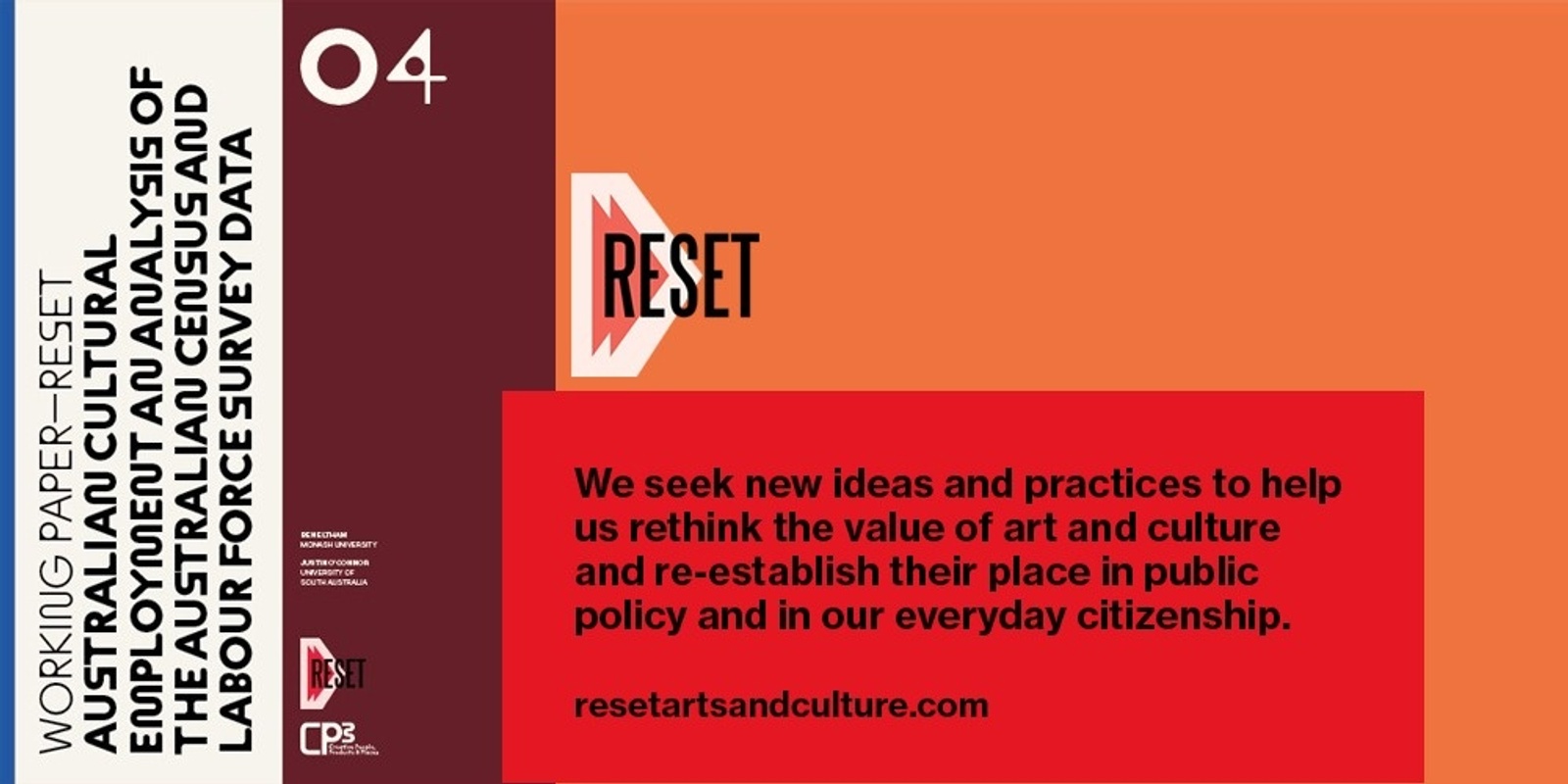 Banner image for Reset Art and Culture: Cultural labour and the future of cultural policy making 